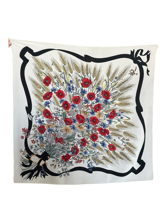 Gucci Accessories - Vintage GUCCI Vittorio Accornero Flora Silk Scarf Poppies Wheat Cornflowers